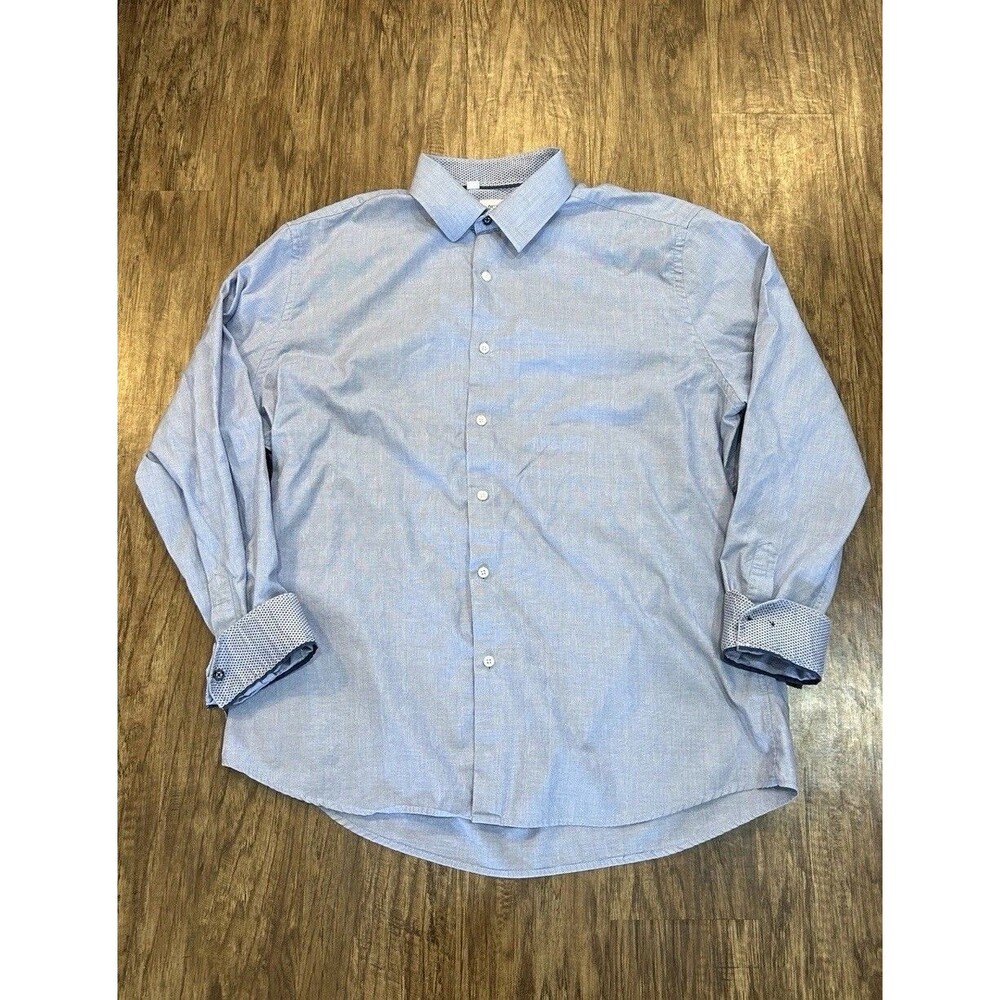 Duchamp London Tailored Button Up  Dress Shirt Men’s 17.5/44/XL Geometric Print